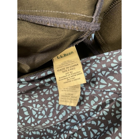 L.L. Bean Turquoise Navy Medallion One Piece Swimsuit Dress Size 8 UPF 40+ Beach - Picture 8 of 8